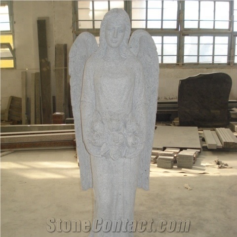 American Style Grey Granite Angel Wing Monument