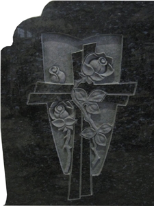 American Style Ice Blue Granite Cross Headstone