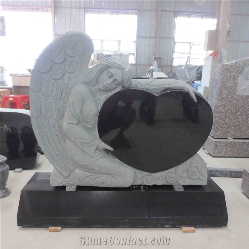 Angel Engrave with Heart Design Monument
