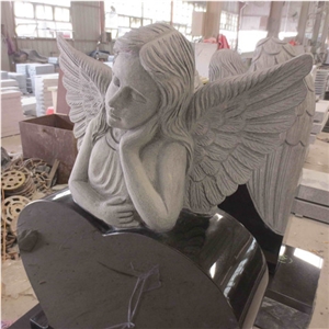 Angel Hand Brace Chin on Heart Designs Tombstone