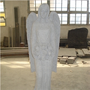 Angel Wing Grey Granite Monument