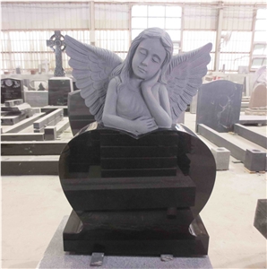 Angle Granite Graving Tombstone with Heart