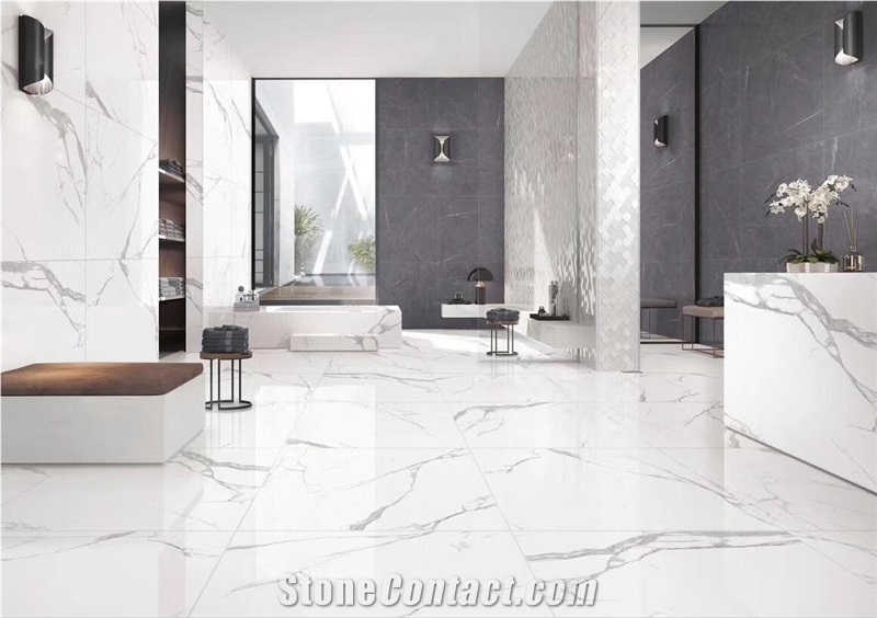 Artificial Carrara Marble Effect Flooring