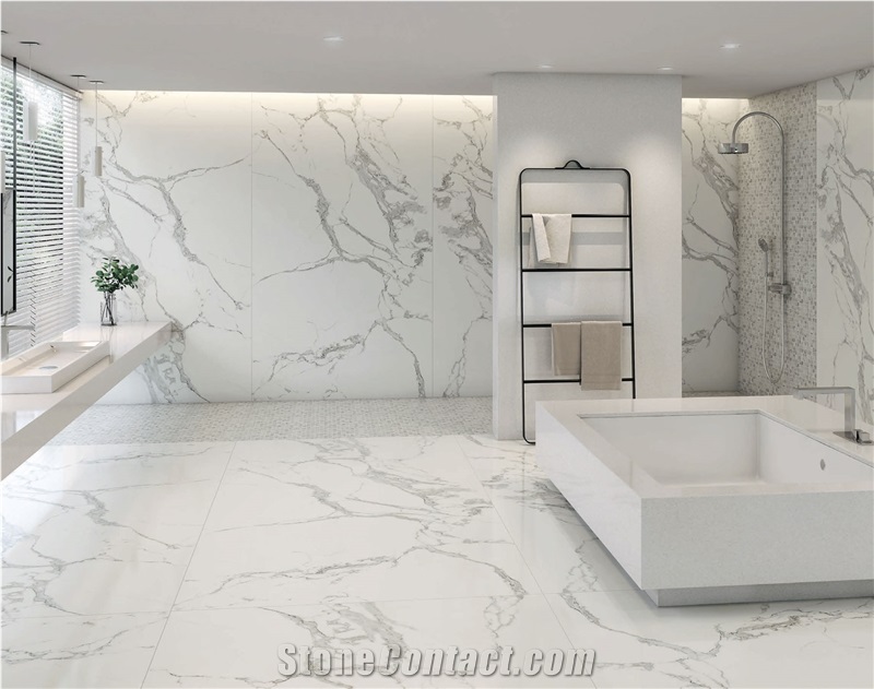 Artificial Carrara Marble Effect Flooring