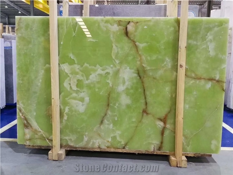 Backlit Polished Antique Green Onyx Wall Tiles