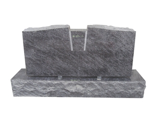 Bahama Blue Granite Upright Headstone with Vase