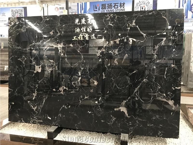 Beautiful China Century Black Ice Marble Slabs