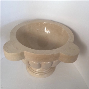 Beige Galala Marble Natural Stone Pillar Wash Sink