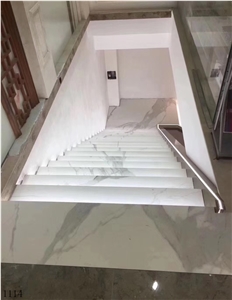 Bianco Calacatta Marble White Stairs and Steps