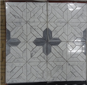 Bianco Carrara & Italian Gray Trapezoidal Mosaic