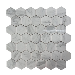 Bianco Carrara Marble Hexagon Mosaic Wall Tiles