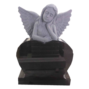 Black Granite Upright Design Angel Heart Monument