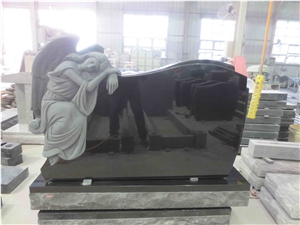 Black Granite Weeping Angel Tombstone for Cemetery