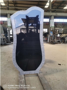 Black Granite with Insert Monument Headstone