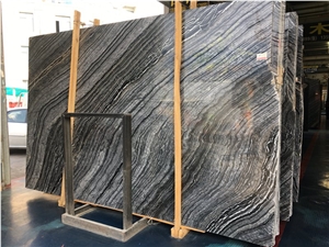 Black Wooden Marble Slab for Wall Application