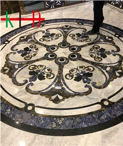 Blakc Marble Waterjet Floor Derorative Medallions