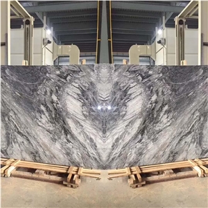 Bookmatch Snowflake Gray Marble Slab for Wall Clad