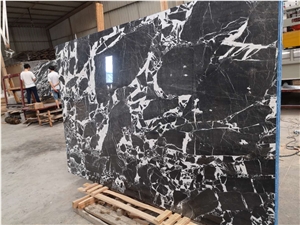 Calacatta Black Marble Slab for Flooring Instal