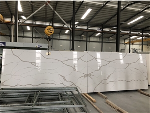 Calacatte White Quartz Stone Flooring Application