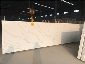 Calacatte White Quartz Wall Installation Slab