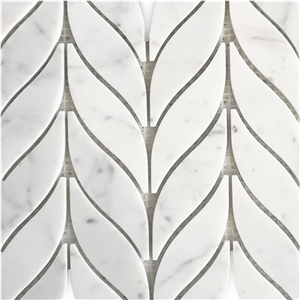 Carrara White Grand Leaf Shape Mosaic Tile Polish