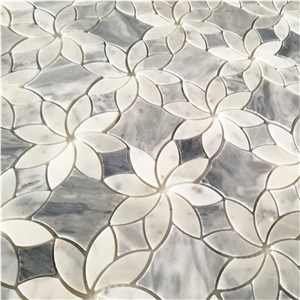 Carrara White Marble Ice Flower Blossom Mosaic