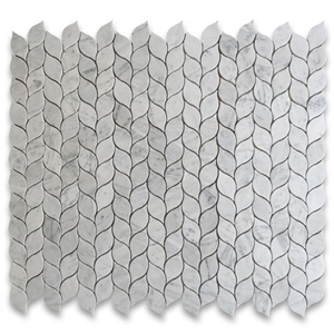 Carrara White Marble Leaf Shape Medi Mosaic Tile