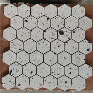 Cement Terrazzo White Honeycomb Pattern Tiles