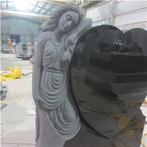 Cemetery Usage Black Granite Angel Heart Monument