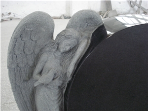 Cemetery Usage Black Granite Angel Tombstone