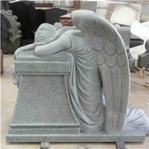 Cemetery Use Grey Granite Weeping Angel Headstone
