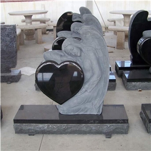 Cheap Black Granite Angel Heart Tombstone