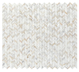 Chevron Petite Calacatta 10.75x12" Marble Mosaic Tiles