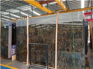 China Black Gold Flower Marble Slab