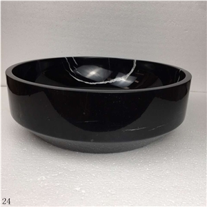 China Cheap Black with White Vein Marble Sinks