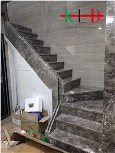 China Grey Marble Stairs,Cut to Size,Stone Steps