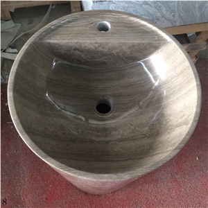 China Grey Wooden Marble Pedestal Pillar Sinks