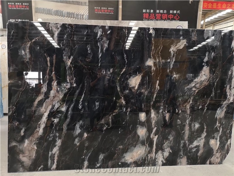 China Guangxi Phantom Black Marble Slabs