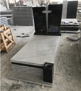 China Ink White Granite Cross Tombstones