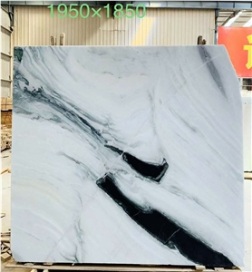 China Panda White Landscape Paintings Marble Slab