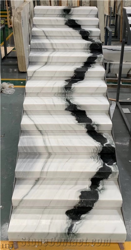 China Panda White Marble Black Vein Stairs