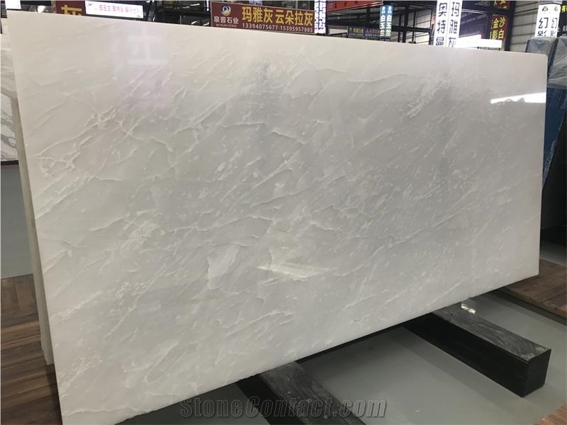 China Polished Royal Pure White Onyx Jade Slabs