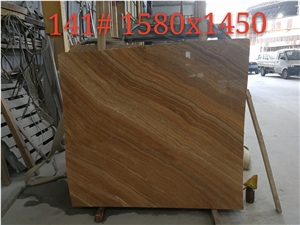 China Polished Yellow Wood Marble Slab