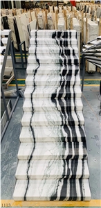 China White and Black Marble Stone Steps Stair