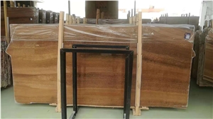 China Wood Grain Yellow Marble Slab