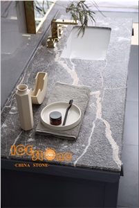 Chinese Grey Backlit Marble Vanity Top,Good Transparent