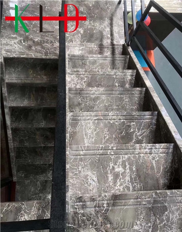 Chinese Grey Marble Tiles for Stairway,Staircase