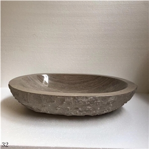 Coffee Wooden Marble Basin Natural Stone Sink