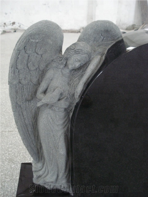 Companion Granite Memorial Headstone with Angel
