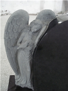 Companion Granite Memorial Headstone with Angel
